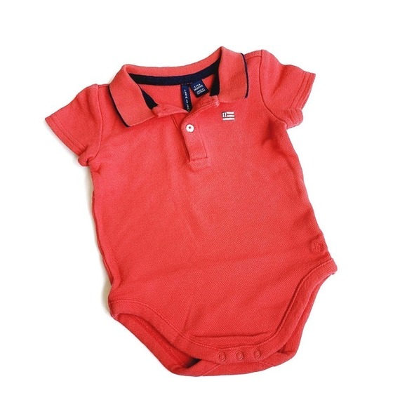 Janie & Jack 3-6 Months Red Pique Polo Bodysuit Flag - Picture 1 of 4